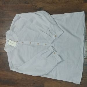 Two Sided Quarter Button Down Shirt, Color- Gray, Size- XL.